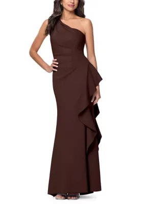 Long Techno Scuba One Shoulder Ruffle by Xscape