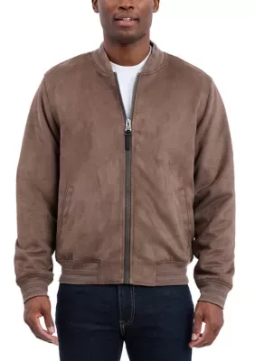 Faux Suede Bomber Jacket