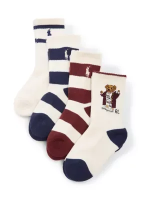 4-Pack Varsity Bear Socks by Ralph Lauren