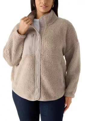 Solid Color Sherpa Jacket with Pockets by Olive  Oak
