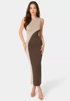 Colorblock Sleeveless Maxi Dress by bebe