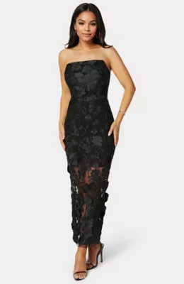 3D Floral Strapless Gown by bebe