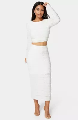 Ruffle Lace LS 2 PC Skirt Set by bebe