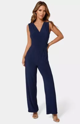 Jersey Wrap Tie Jumpsuit by bebe