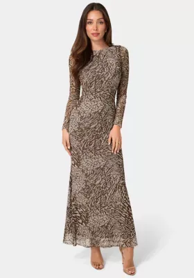 Long Sleeve Mesh Maxi Dress by bebe