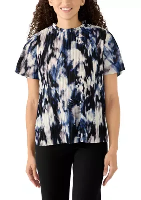 Ruffle Neck Pleated Top by Calvin Klein