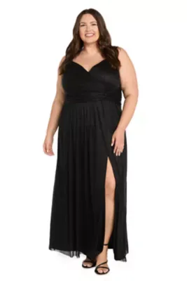 Glitter Matte Chiffon Wrap Dress by R&M Richards