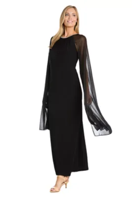 Long Sheath Dress with Cape by R&M Richards