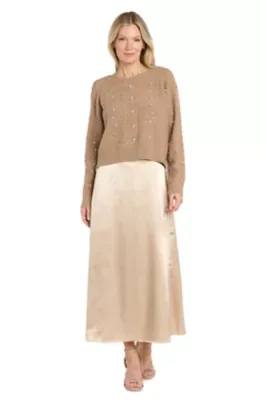 Satin Skirt with Knit Sweater Set by R&M Richards