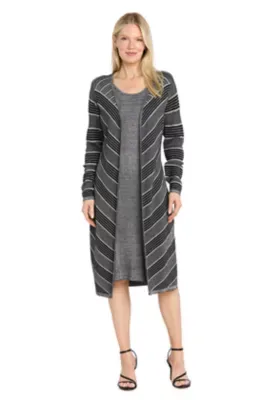 Striped Knit Jacket Dress by R&M Richards