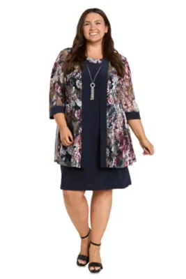 Puff Print Ity Jacket Dress by R&M Richards
