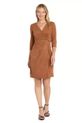 Suede Wrap Cocktail Dress by R&M Richards