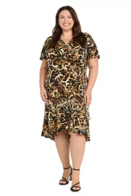 Animal Printed Wrap Dress by R&M Richards