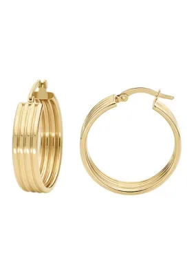 Multi Row Hoop Earrings in 14K Yellow Gold