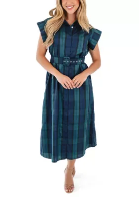 Harlan Belted Button Up Midi Dress by Jmarie