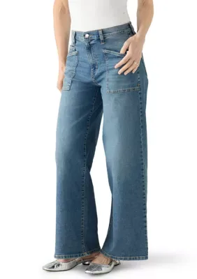 Utility Patch Wide-Leg Jeans by Jessica Simpson