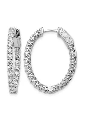 Lab Created 2.48 ct. t.w. Lab Grown Diamond VS/SI+ G+ Oval in and Out Hoop Earrings in 14K Gold