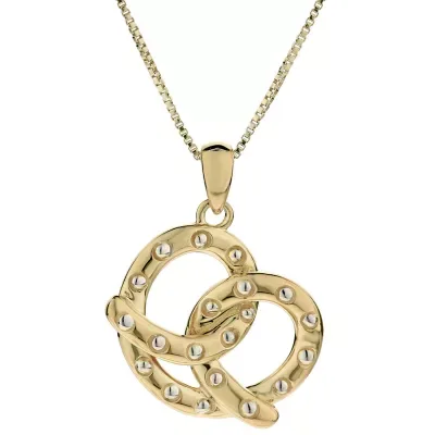 Diamond Pretzel Pendant with Gold Plating Silver, 18 In by Brilliant Grown