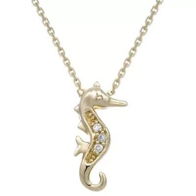 Round Diamond Mini Seahorse Pendant Necklace, 18 In by Brilliant Grown