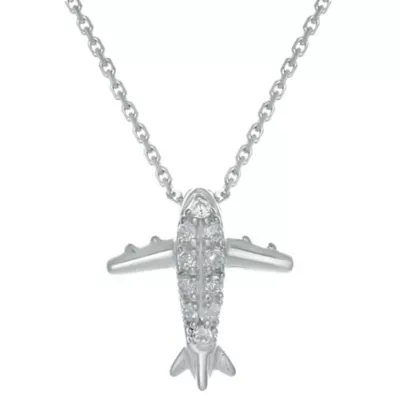 Diamond Airplane Pendant Necklace, 18 In by Brilliant Grown