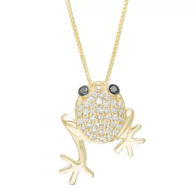 10K Yellow Gold Round Diamond Frog Pendant Necklace, 18 In by Brilliant Grown