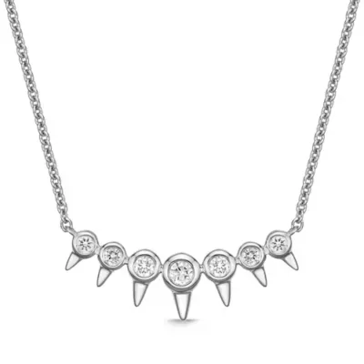 10K White Gold Seven Stone Diamond Necklace, 18 In by Brilliant Grown