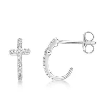 Gold Diamond Cross Drop Earrings by Brilliant Grown