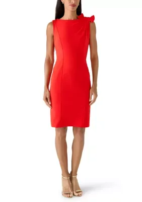Bow Trim Sheath Dress by Calvin Klein
