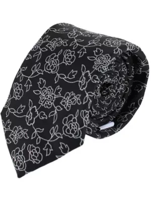 Floral Stencil Print Necktie by Ascentix