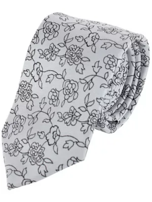 Floral Stencil Print Necktie
