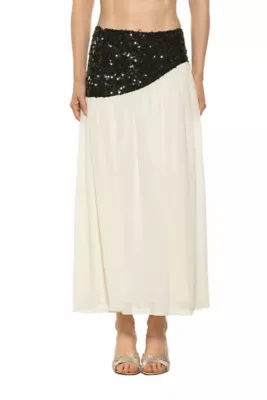 Abby Sequin Chiffon Maxi Skirt by Alexia Admor