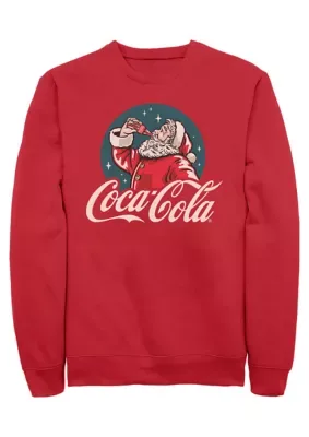 Coca-Cola Santa Drinking Graphic Crew Fleece Sweatshirt by Coca Cola
