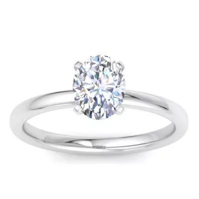 Lab Created 1 Carat Oval Shape Lab Grown Diamond Ring in Sterling Silver, Solitaire by Belk & Co