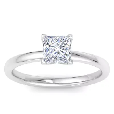 Lab Created 1 Carat Princess Cut Lab Grown Diamond Ring in Sterling Silver, Solitaire by Belk & Co