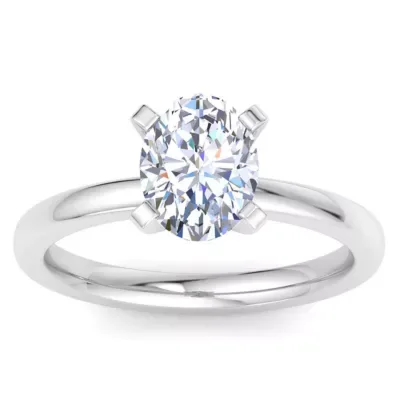Lab Created 2 Carat Oval Shape Lab Grown Diamond Ring in Sterling Silver, Solitaire by Belk & Co