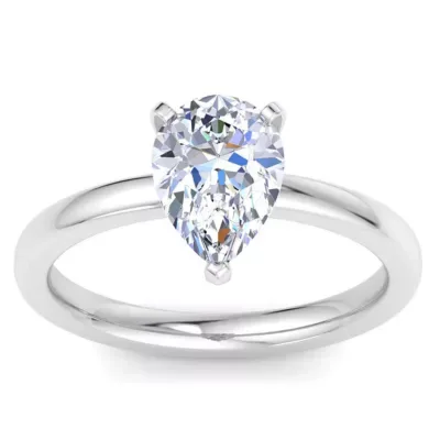 Lab Created 2 Carat Pear Shape Lab Grown Diamond Ring in Sterling Silver, Solitaire by Belk & Co