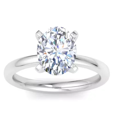 Lab Created 3 Carat Oval Shape Lab Grown Diamond Ring in Sterling Silver, Solitaire by Belk & Co