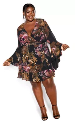 Malaga Floral Dress by City Chic