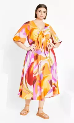Tie Print Dress by City Chic