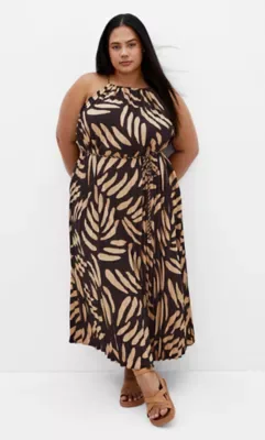 Tatum Print Pleat Midi Dress by City Chic