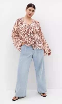 Vivid Instinct Ruffle Print Top by City Chic