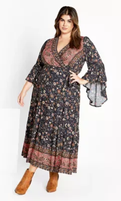 Belle Wrap Maxi Dress by City Chic