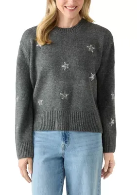 Embellished Crew Neck Sweater by Vince Camuto