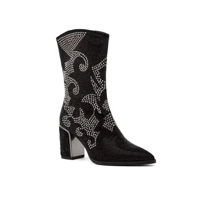 Abigail Multi Color Rhinestones Pointy Toe Bootie