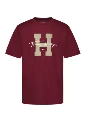 Textured H Script Short Sleeve T-Shirt by Tommy Hilfiger