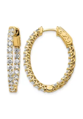 Lab Created 2.48 ct. t.w. Lab Grown Diamond VS/SI+ G+ Oval in and Out Hoop Earrings in 14K Gold
