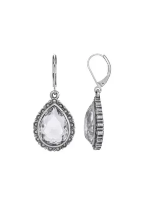 Oval Colored Crystal Drop Earrings by 1928 Jewelry