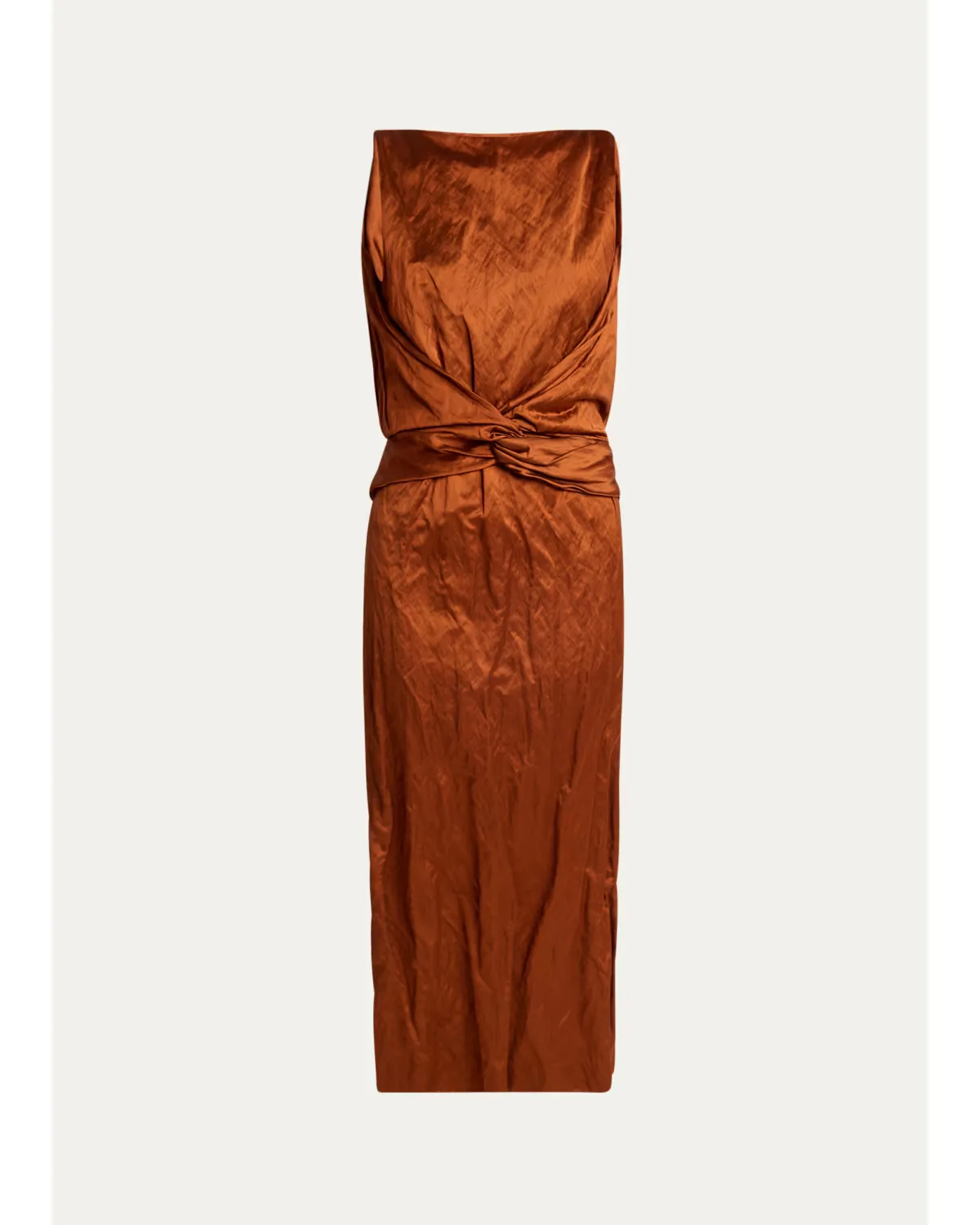 Crinkled Silk Twisted-Waist Sleeveless Maxi Dress by Lanvin