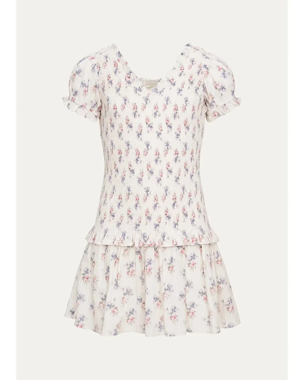 Banson Smocked Floral Mini Dress by LoveShackFancy