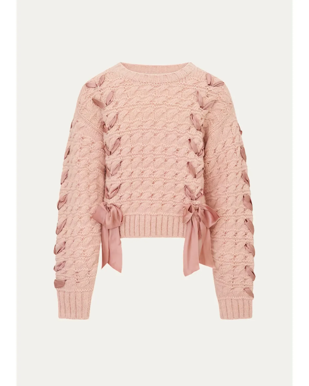 Minetta Alpaca-Blend Ribbon Sweater by LoveShackFancy